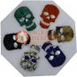 6" Marble White Wall Decor Tile Multi Stone Skull Design Inlaid Christmas Gifts