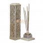 11" Marble Soapstone Candle Cum Incense Holder Lattice Inlaid Art Temple Decor