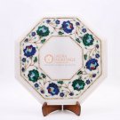 13"x13" Marble Top Nesting Table Lapis Semi Precious Inlaid Work Living Room Art