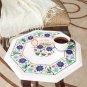 Round Marble Inlay Coffee Table Tops Lapis Semi Precious Inlaid Bedroom Decor