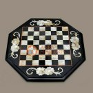 Black Marble Chess Board Storage Set Unique Mop Mosaic Inlaid Art Decor Gift Him