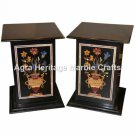24"x15" Black Marble Pair of Stand Base Marquetry Beautiful Inlay Decor E558A 24"x15" Black Marble Pair of Stand Base Marquetry Beautiful Inlay Decor E558A