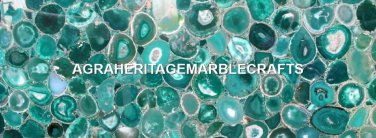 Restaurant Decor Marble Exclusive Table Dining Top Green Agate Stone Decor H5581