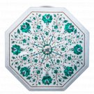 12" White Marble Console Table Top Malachite Inlay Floral Art Hallway Decor E118