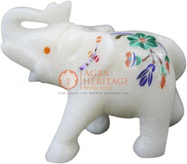 2" Marble Unique Elephant Show Piece Semi Precious Gemstone Christmas Eve Gifts