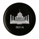 Black Marble Decorative Plate Tajmahal Inlay Design Occasional Gift H3576