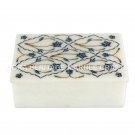 Marble Jewelry Storage Box Lapis Lazuli Inlay Design Personalized Decor E656