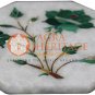 5"x5" Marble White Wall Decor Tile Malachite Inlaid Floral Art New Year Eve Gift