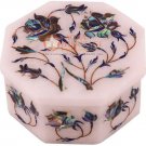 2"x2" Marble White Jewelry Vintage Box Pauashell Pietradura Inlaid Veterans Gift