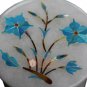 2"x2" White Handmade Ring Trinket Box Marquetry Turquoise Inlaid Veterans Gifts