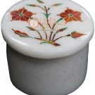2"x2" Marble Ring Trinket Box Carnelian Pietradura Flower Design Christmas Gifts