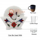 Marvelous Drink Coasters Custom Set Carnelian Inlaid Floral Design Art Home Deco Marvelous Drink Coasters Custom Set Carnelian Inlaid Floral Design Art Home Deco