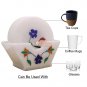White Teapot Coaster Set Lapis Inlay Semi Precious Floral Art Thanksgiving Gift