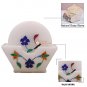 White Teapot Coaster Set Lapis Inlay Semi Precious Floral Art Thanksgiving Gift