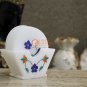 White Teapot Coaster Set Lapis Inlay Semi Precious Floral Art Thanksgiving Gift