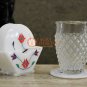 White Marble Teapot Coaster Set Carnelian Marquetry Floral Design Table Decor