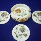 Marble Tea Coffee Coaster Set Hakik Paua Shell Floral Arts Home Table Decor Art Marble Tea Coffee Coaster Set Hakik Paua Shell Floral Arts Home Table Decor Art