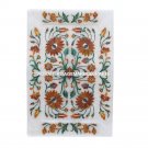 9"x6" White Marble Serving Tray Carnelian Malachite Inlay Floral Art Gift E90