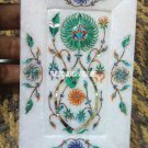7"x5" White Marble Serving Dish Tray Malachite Gems Inlay Christmas Decor Gift 7"x5" White Marble Serving Dish Tray Malachite Gems Inlay Christmas Decor Gift