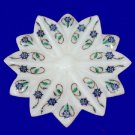 5" White Marble Dry Fruit Bowl Collectible Malachite Semi Precious Inlay Decor 5" White Marble Dry Fruit Bowl Collectible Malachite Semi Precious Inlay Decor