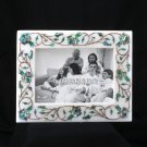 White Marble Photo Frame Rare Pauashell Stone Inlay Pietradura Decor Gifts H3672