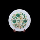 8" White Marble Round Dish Plate Malachite Inlay Handicraft Gift Decor H5426 8" White Marble Round Dish Plate Malachite Inlay Handicraft Gift Decor H5426
