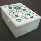 White Marble Jewelry Storage Box Malachite Inlay Floral Christmas Best Gifts E18