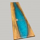 Blue Resin River Handmade Wooden Walnut Dining Table Top Custom Corridor Decor Blue Resin River Handmade Wooden Walnut Dining Table Top Custom Corridor Decor