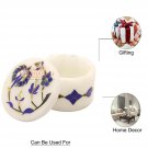 2" White Marble Ring Storage Trinket Box Lapis Inlaid Floral Art Handmade Gifts