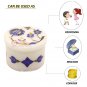 2" White Marble Ring Storage Trinket Box Lapis Inlaid Floral Art Handmade Gifts