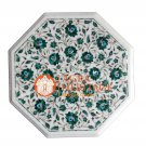18" Marble Small Coffee Table Top Malachite Inlay Floral Housewarming Gift H014 18" Marble Small Coffee Table Top Malachite Inlay Floral Housewarming Gift H014