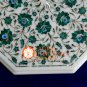 18" Marble Small Coffee Table Top Malachite Inlay Floral Housewarming Gift H014