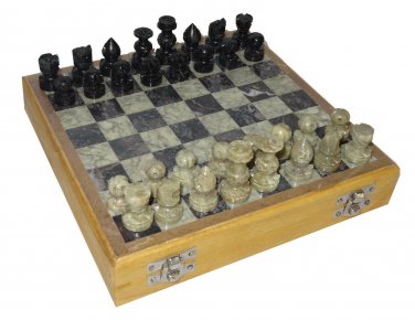 8"x8" Marble Handmade gorara stone pieces wooden Chess Set Decor Gifts