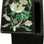 2"x1.5" Marble Black Jewelry Vintage Box Malachite Inlaid Floral Veterans Gifts