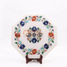 Marble Top End Tables 12"x12" Lapis Multi Inlay Stone Floral Marqutrey Art Decor
