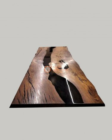 Black Resin Dining Center Table Top Live Edge Handmade Designer Furniture Decor