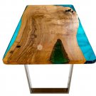 Blue Resin Wooden Epoxy Custom Cocktail Table Top Live Edge Design Interior Deco