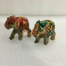 2" Soapstone Pair Of Trunk Up Elephant Sculpture Hand Painted Traditional Gifts