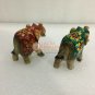 2" Soapstone Pair Of Trunk Up Elephant Sculpture Hand Painted Traditional Gifts