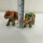 2" Soapstone Pair Of Trunk Up Elephant Sculpture Hand Painted Traditional Gifts