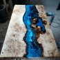 Blue Unique Resin River Dining Cocktail Center Table Top Walnut Luxury Live Art