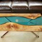 Blue Resin River Dining Sofa Table Top Epoxy Live Edge Design Furniture Decor
