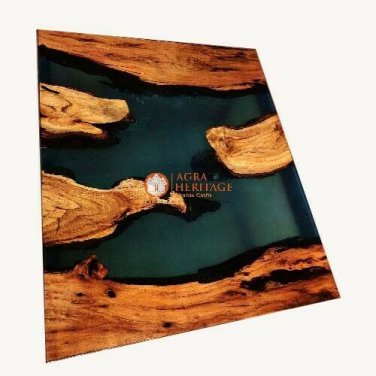 Green Resin Epoxy Dining Conference Table Top Handmade Luxury Furniture Decor