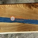 Blue Resin River Dining Center Table Top Wooden Handmade Interior Furniture Art