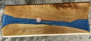 Blue Resin River Dining Center Table Top Wooden Handmade Interior Furniture Art
