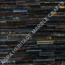 24" Marble Coffee Cafe Table Top Blue Tiger Eye Brick Inlay Kitchen Decor E249