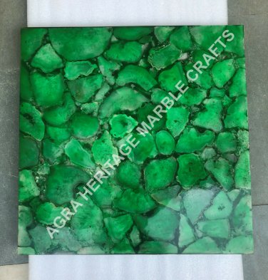 24" Green Marble Agate Stone Coffee Side Table Top Kitchen Bedroom Decor E1148