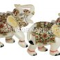 3" Marble White Hand Painted Elephant Statue Design Good Luck Gift Decor E658