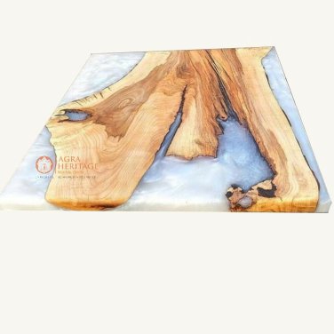 Epoxy Walnut Resin Dining Center Table Top Wooden Live Edge Design Handmade Arts
