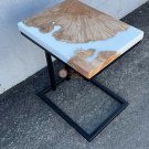 White Resin Wooden Handmade Collectible Side Corner Office Table Top For Office White Resin Wooden Handmade Collectible Side Corner Office Table Top For Office